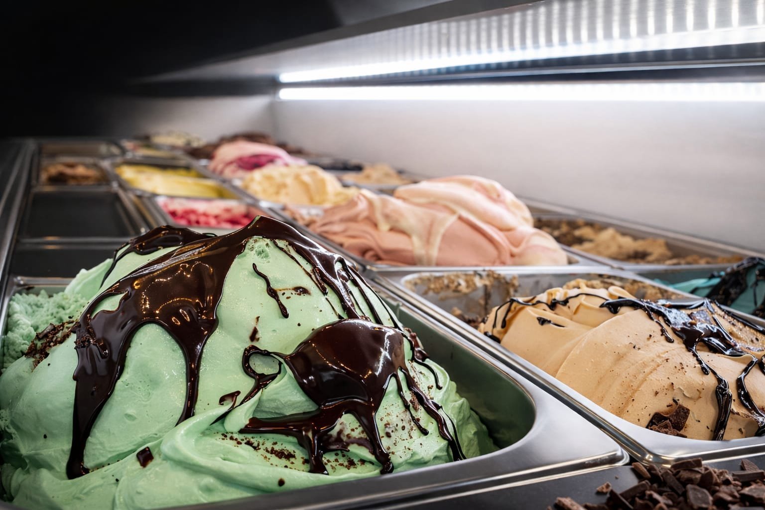Vitrine de gelatos artesanais Reviera